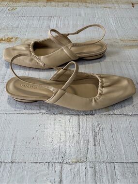 Vince Venice Slingback Flats size 7 EU 37 Macadamia Beige Leather Square Toe